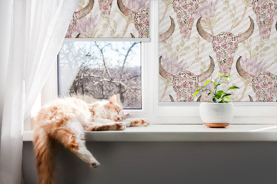 Blackout roller blind Colorful buffalo heads