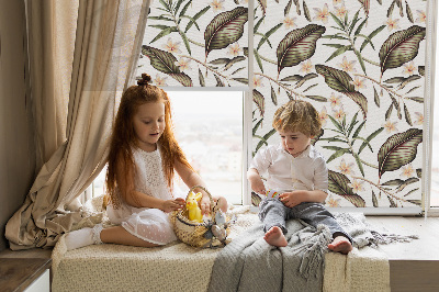 Blackout roller blind for window Flowers with stems