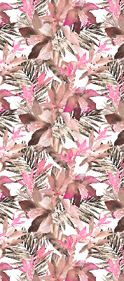 Blackout roller blind for window with a pink flower pattern