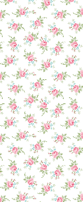 Fabric roller blind for window with a roses pattern