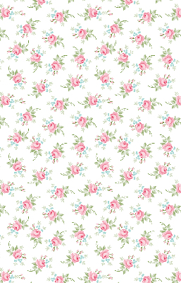 Fabric roller blind for window with a roses pattern