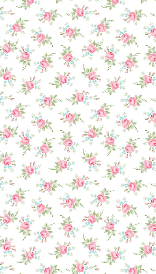 Fabric roller blind for window with a roses pattern