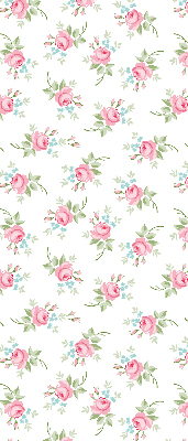 Fabric roller blind for window with a roses pattern