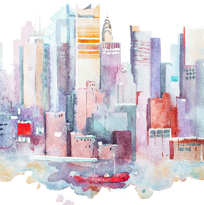 Blackout roller blind colorful city pattern