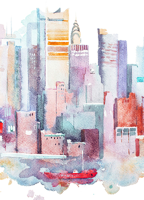 Blackout roller blind colorful city pattern