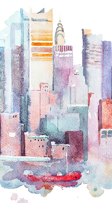 Blackout roller blind colorful city pattern