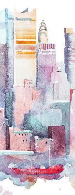 Blackout roller blind colorful city pattern