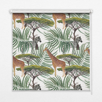 Blackout window roller blind animals and trees pattern