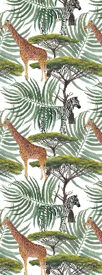 Blackout window roller blind animals and trees pattern