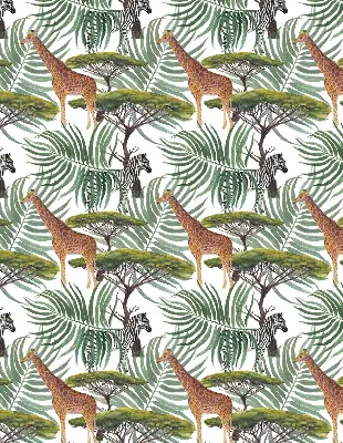 Blackout window roller blind animals and trees pattern