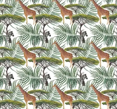 Blackout window roller blind animals and trees pattern