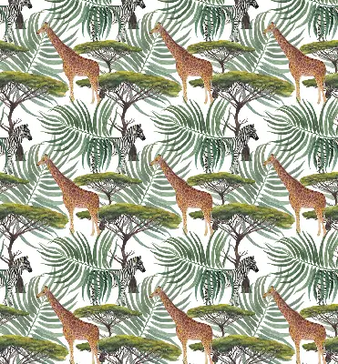 Blackout window roller blind animals and trees pattern