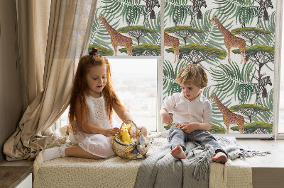 Blackout roller blind for window Animals and trees