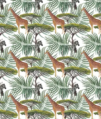 Blackout window roller blind animals and trees pattern