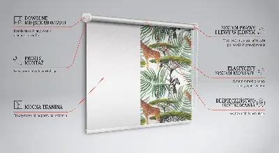 Blackout window roller blind animals and trees pattern