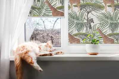 Blackout window roller blind animals and trees pattern