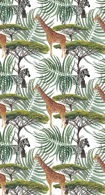 Blackout window roller blind animals and trees pattern