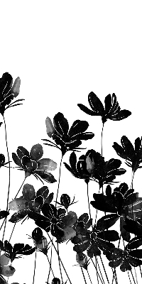 Blackout roller blind with black floral pattern