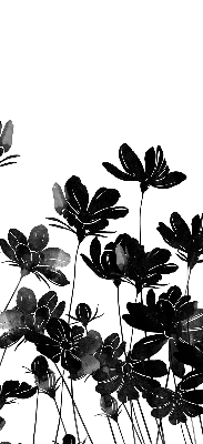 Blackout roller blind with black floral pattern
