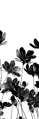 Blackout roller blind with black floral pattern
