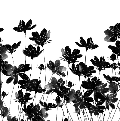 Blackout roller blind Black flowers