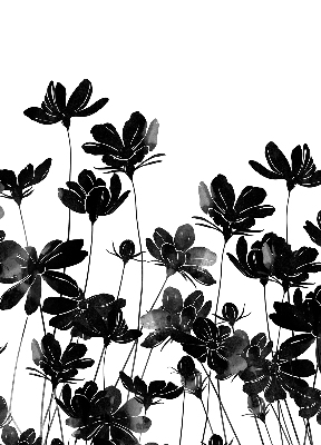 Blackout roller blind Black flowers