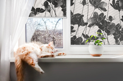 Blackout roller blind Black flowers
