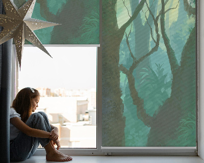 Fabric roller blind for window Trees