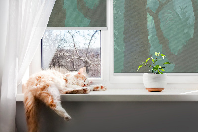 Fabric roller blind for window Trees