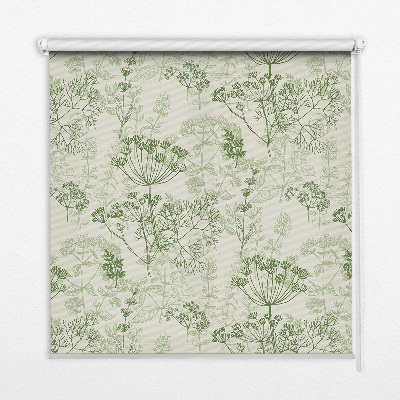 Blackout roller blind with green plants pattern