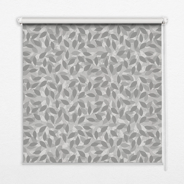 Blackout roller blind for window Gray leaves
