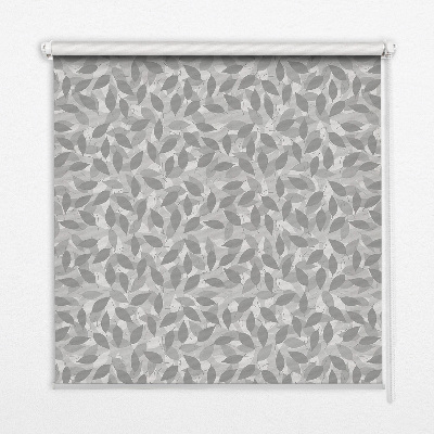 Blackout roller blind for window Gray leaves