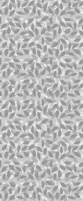 Blackout roller blind for window with a gray leaves pattern