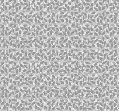 Blackout roller blind for window with a gray leaves pattern