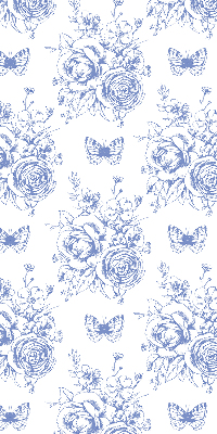 Blackout roller blind Blue flowers and butterflies