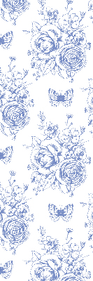 Blackout roller blind Blue flowers and butterflies