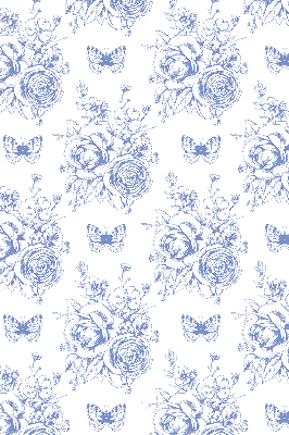 Blackout roller blind Blue flowers and butterflies