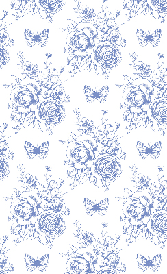 Blackout roller blind Blue flowers and butterflies