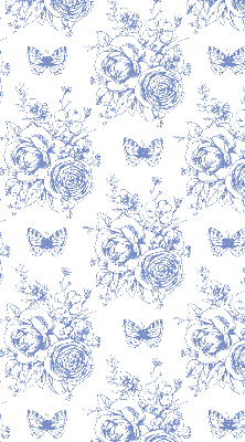 Blackout roller blind Blue flowers and butterflies