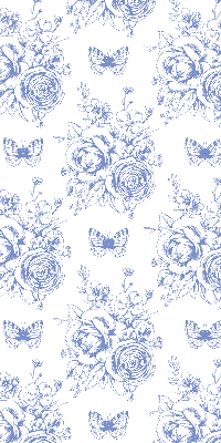 Blackout roller blind Blue flowers and butterflies