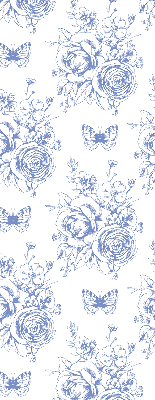Blackout roller blind Blue flowers and butterflies