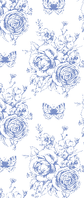 Blackout roller blind Blue flowers and butterflies