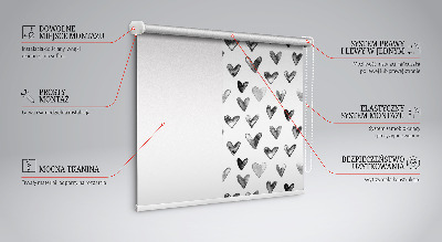 Blackout roller blind for window Black hearts
