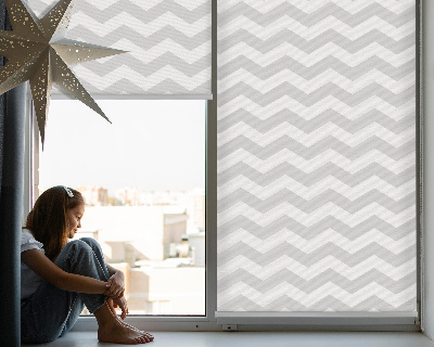 Fabric roller blind for window Gray zigzags
