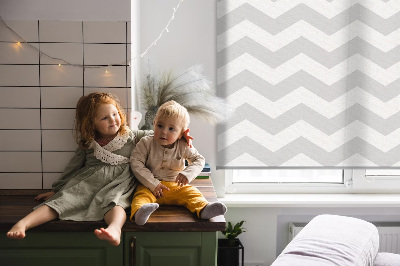 Fabric roller blind for window Gray zigzags