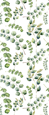 Blackout roller blind with green twigs pattern