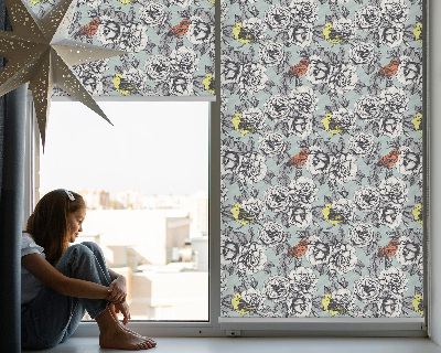 Blackout roller blind with floral pattern