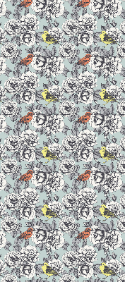 Blackout roller blind with floral pattern
