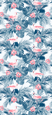 Fabric roller blind for window Tropical plants and flamingos