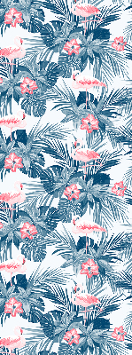 Fabric roller blind for window Tropical plants and flamingos